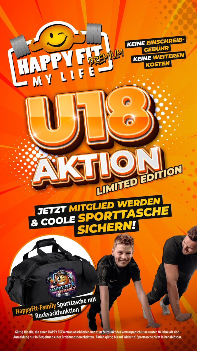 GSchachermayr's tweet photo. ….eine neue Aktion für alle U18-Jährigen, alle die sich ab diesem Tag anmelden, zahlen keine Einschreibegebühr, keine weiteren kosten und erhalten eine exklusive. limitierte Sporttasche mit Rucksackfunktion!
#happyfit #guenterschachermayr #vespa #extrem #gym https://t.co/ekJIk6X5YC