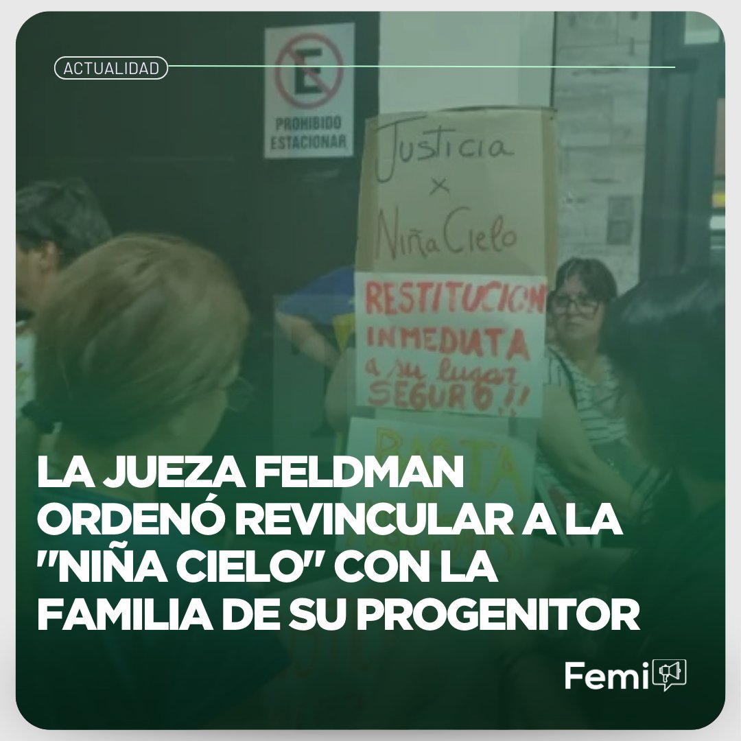 ⭕ La jueza Feldman ordenó revincular a la niña conocida como "Cielo" con sus abuelos paternos, otorgándoles la tenencia. 

🚨Esta decisión llega en medio de un proceso judicial en el que su progenitor está acusado de abuso sexual contra ella.