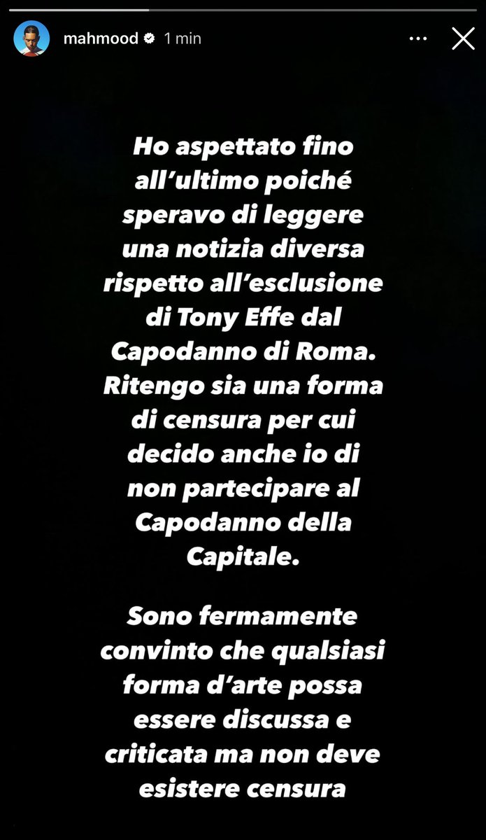 🚨 Mahmood rinuncia a partecipare al concerto di Capodanno di Roma dopo l’esclusione di Tony Effe
