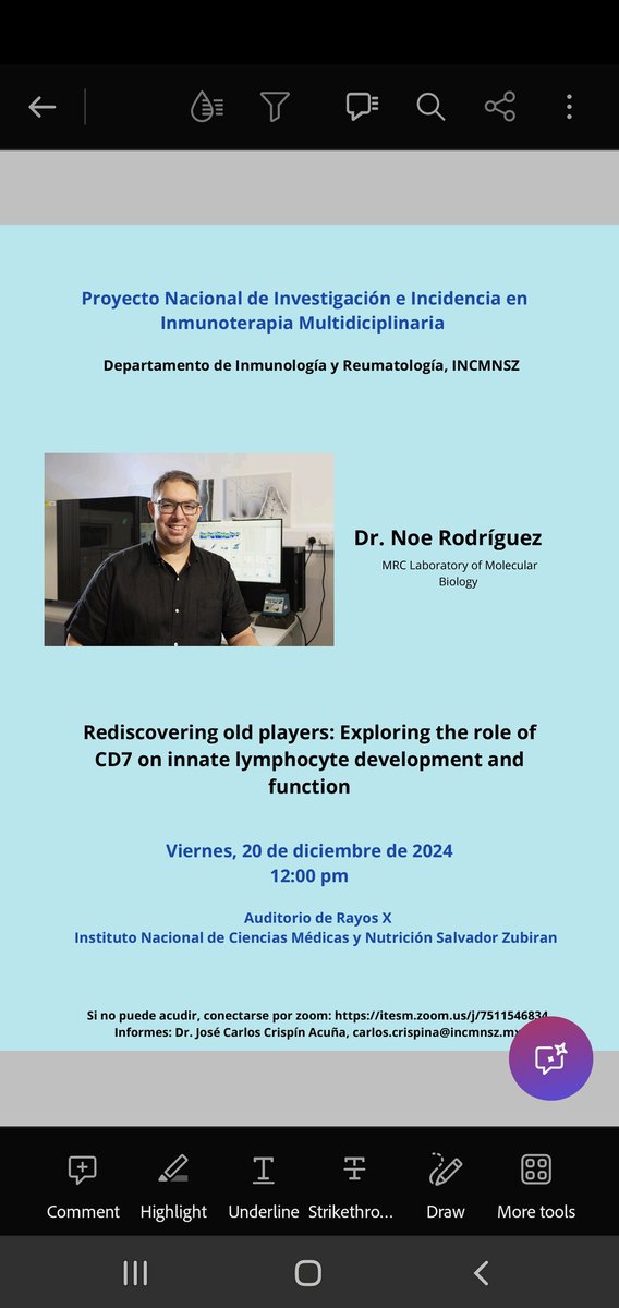 Looking forward to giving this seminar <a href="/incmnszmx/">INCMNSZ</a> on Friday. Really happy to see old friends and colleagues! Thanks to <a href="/autoinmunilab/">Crispín-Rosetti Lab</a> for the invitation!

Contento de regresar al <a href="/incmnszmx/">INCMNSZ</a> para dar un seminario!