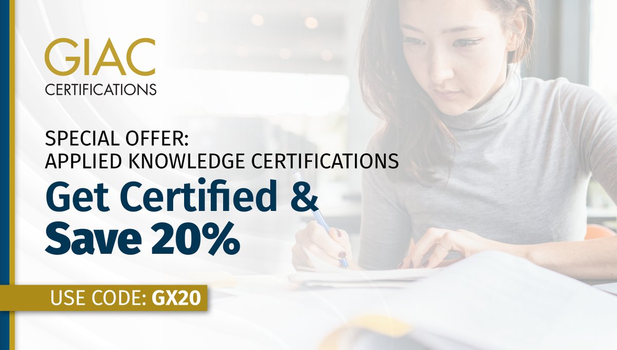 SANSInstitute's tweet image. Elevate your cybersecurity career with #GIAC’s Applied Knowledge Certifications! These tests go beyond theory—prove your hands-on expertise in real-world scenarios.

20% off with code GX20—start now!

🔍 Learn more here: giac.org/u/1yZo

#CertifyGIAC #AppliedKnowledge