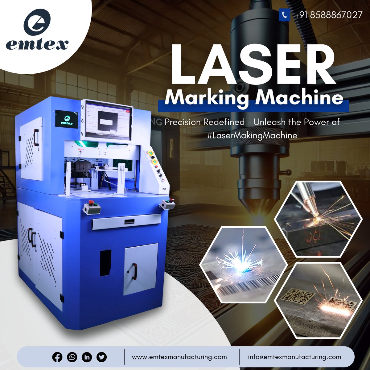 emtex_machines's tweet image. Precision meets innovation with the latest Laser Marking Machine from Emtex! 🔥✨
📞 Call us at: +91 8588867027
🌐 emtexmanufacturing.com
#LaserMarkingMachine #ManufacturingSolutions #PrecisionTechnology #IndustrialMachines #LaserEngraving #InnovationInManufacturing