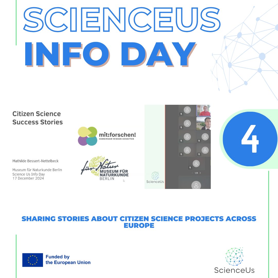 📢ScienceUs Info Day: A Grand Success!
We are thrilled to announce the successful completion of the ScienceUs Info Day, held online on December 17, 2024. This event brought together citizen scientists from across Europe to discuss innovative projects and foster collaboration.