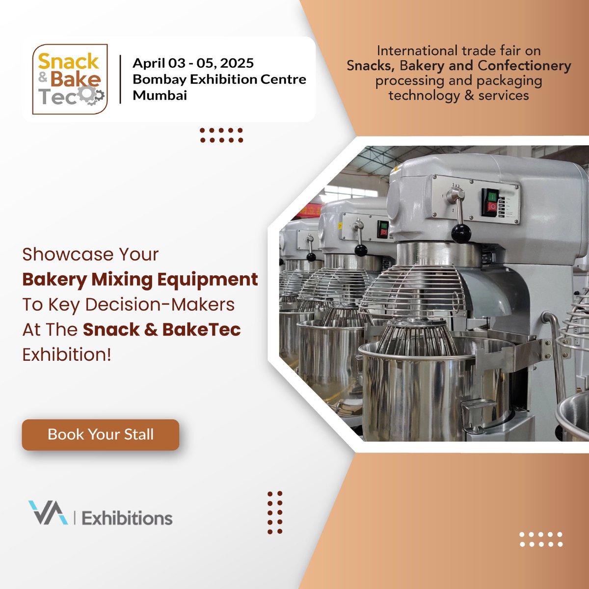 SnackandBakeTec's tweet image. Show how your bakery mixing equipment streamlines production, enhances dough consistency, and boosts efficiency at the Snack &amp;amp; BakeTec Expo 2025.

To book your stall, register here: lnkd.in/gvUTCBFn

#BakeryTechnology #SnackAndBakeTec2025