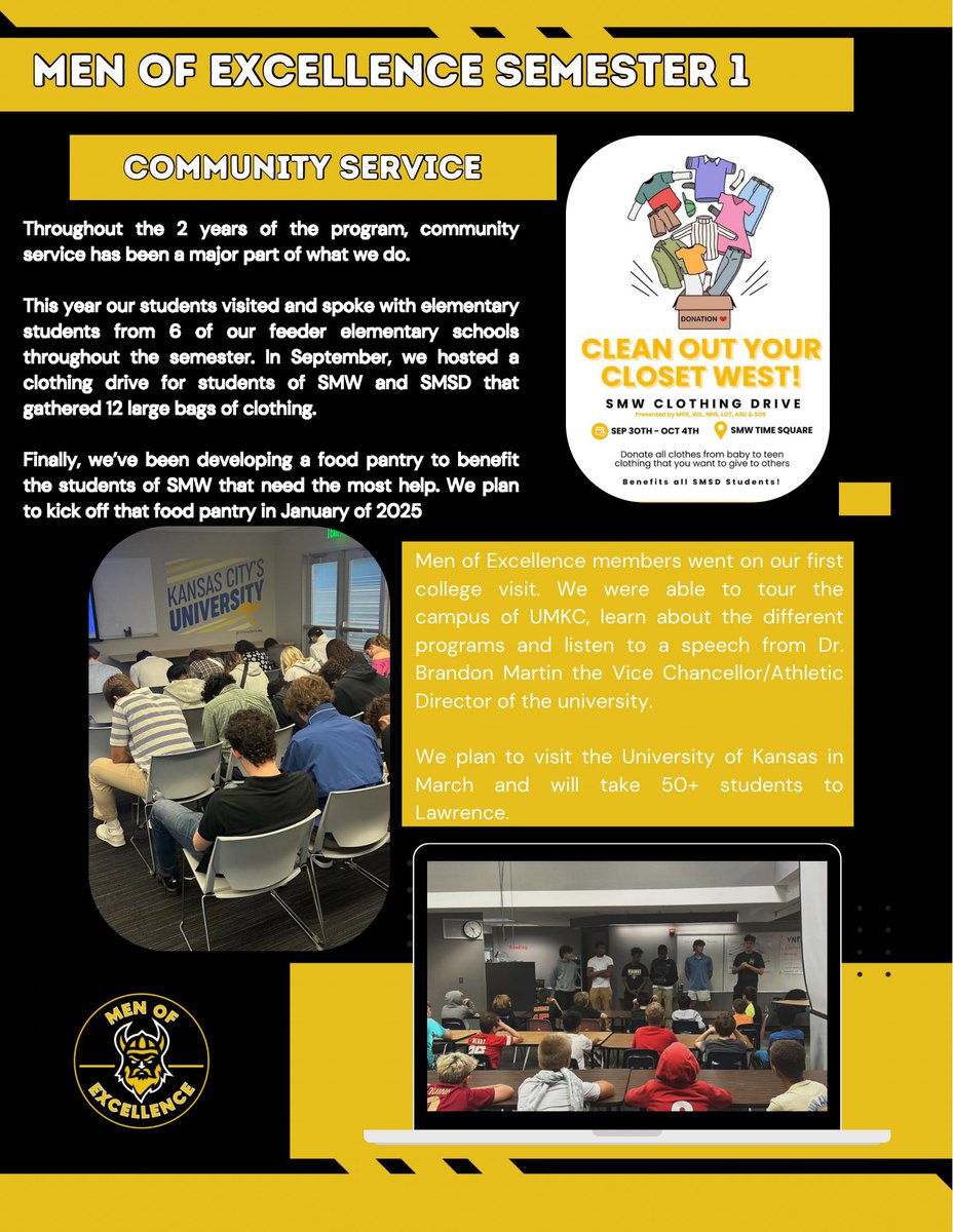Matthew L. Shulman (@coachshulman) on Twitter photo Proud of the things this group has accomplished already.
Excited to see the great things they do next semester!
#ImpactPositiveChange
<a href="/SMW_MOE/">Men_Of_Excellence_SMW</a> <a href="/SMWestOffice/">SM West Office</a> <a href="/theSMSD/">SM School District</a> <a href="/theSMEF/">Shawnee Mission Education Foundation</a> Proud of the things this group has accomplished already.
Excited to see the great things they do next semester!
#ImpactPositiveChange
<a href="/SMW_MOE/">Men_Of_Excellence_SMW</a> <a href="/SMWestOffice/">SM West Office</a> <a href="/theSMSD/">SM School District</a> <a href="/theSMEF/">Shawnee Mission Education Foundation</a>