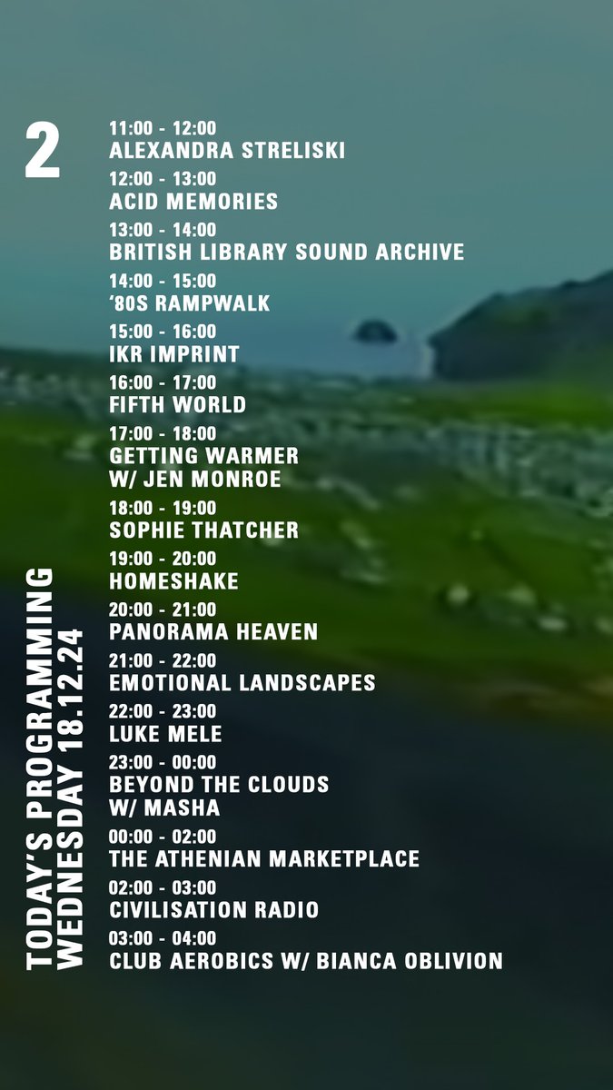 NTS Radio (@ntslive) on Twitter photo Today on nts.live/2
<a href="/BL_WorldTrad/">BL World&Trad Music</a> <a href="/80sRampwalk/">My Life in the Gush of Posts</a> <a href="/listen22this/">Listen To This</a> <a href="/HOOMESHAAKE/">ℎ𝑜𝑚𝑒𝑠ℎ𝑎𝑘𝑒</a> <a href="/maya_kal_/">maya</a> Today on nts.live/2
<a href="/BL_WorldTrad/">BL World&Trad Music</a> <a href="/80sRampwalk/">My Life in the Gush of Posts</a> <a href="/listen22this/">Listen To This</a> <a href="/HOOMESHAAKE/">ℎ𝑜𝑚𝑒𝑠ℎ𝑎𝑘𝑒</a> <a href="/maya_kal_/">maya</a>