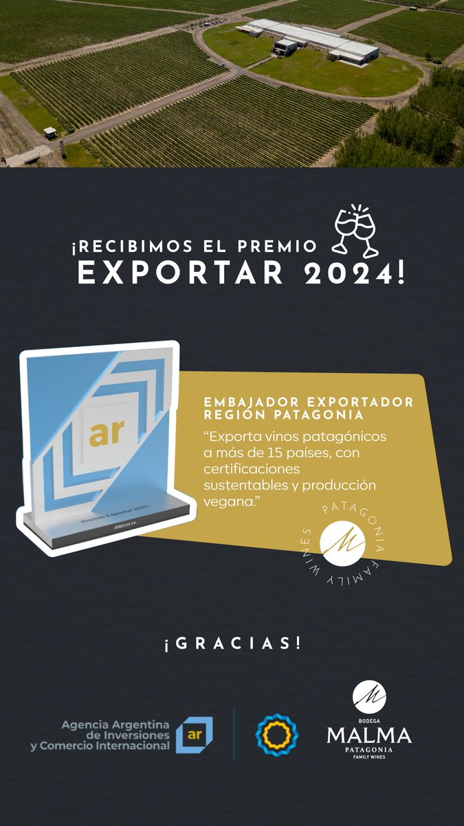 ¡Gracias <a href="/PromocionARG/">Inversión y Comercio</a> por este reconocimiento! #Exportar2024 🏆