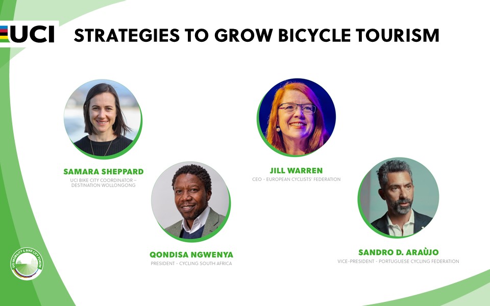🎙️Panel 4: Strategies to grow cycle tourism

Our final panel of experts will explore practical solutions of how to increase cycle tourism, highlighting the key role of sporting events and organisations in creating a positive impact for local communities. UCIBikeForum