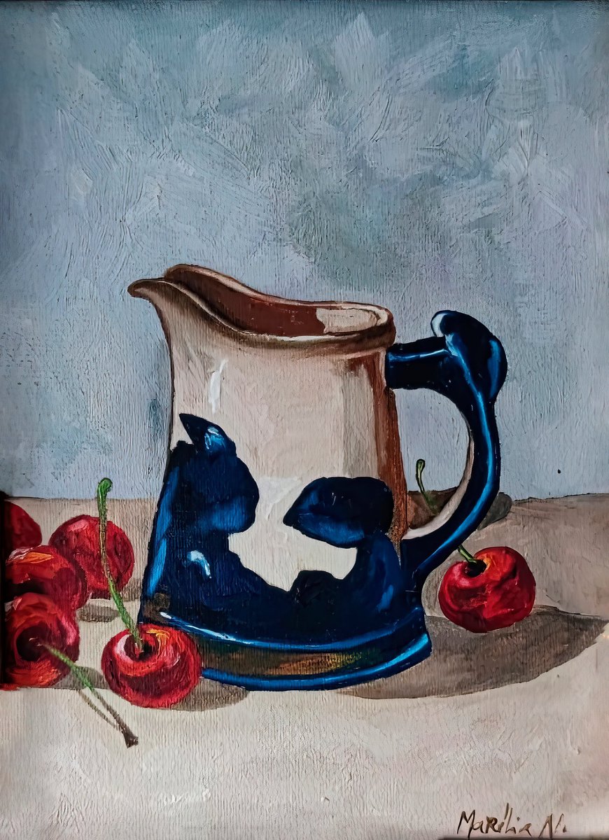 MariliaHart's tweet photo. GM FAM ☀️🎨🙋🏼‍♀️ 

"Cherries 🍒" on @foundation 

Dead Nature 🍒🖌️
Oil on Canvas 🖼️
27.5x22.5cm IRL

1/1
0.1 $ETH

Link 👇🏼 https://t.co/bTSRJjaozM