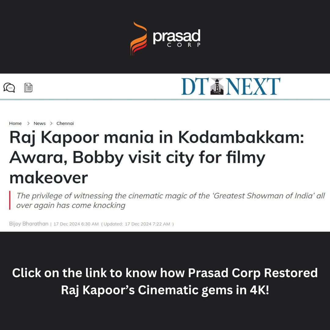PrasadCorp's tweet photo. ✨ Prasad Corporation restores 8 classics like Awara &amp; Mera Naam Joker in stunning 4K under NFHM. 

Link: https://t.co/yyrTeKYRJS

A tribute to the 'Greatest Showman of India,' blending legacy with cutting-edge tech. #RajKapoor100 #RestorationMagic https://t.co/igaA9zlnnW