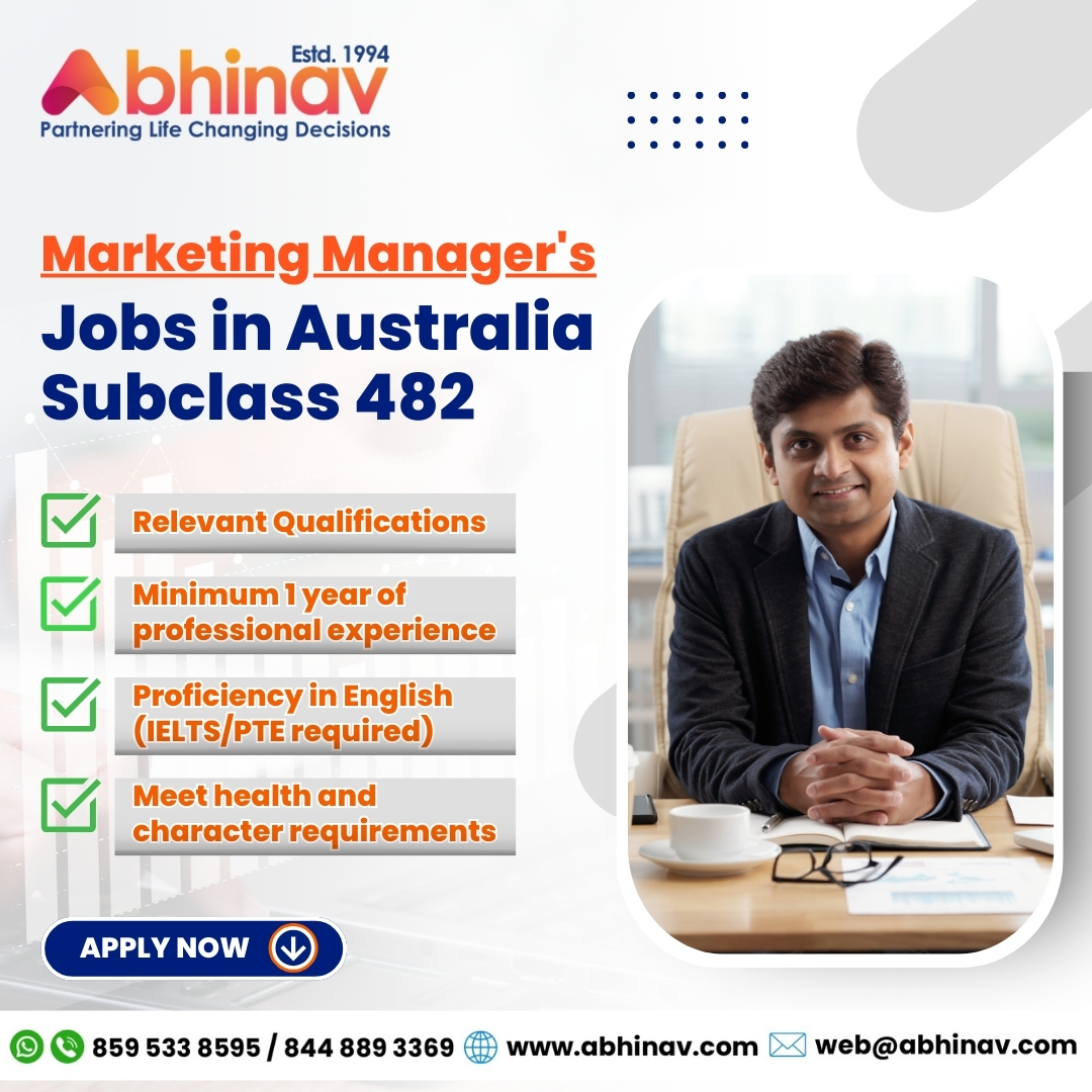 abhinavimmi's tweet photo. Start your career in Australia as a Marketing Manager – Apply for Subclass 482 Visa now!
Apply for Subclass 482 Visa Today: https://t.co/D3UfkeFyhc.
For further inquiries, feel free to reach out to us at +91-8595338595.
#MarketingManager #AustraliaJobs #Subclass482 https://t.co/qLI6uzR5AR