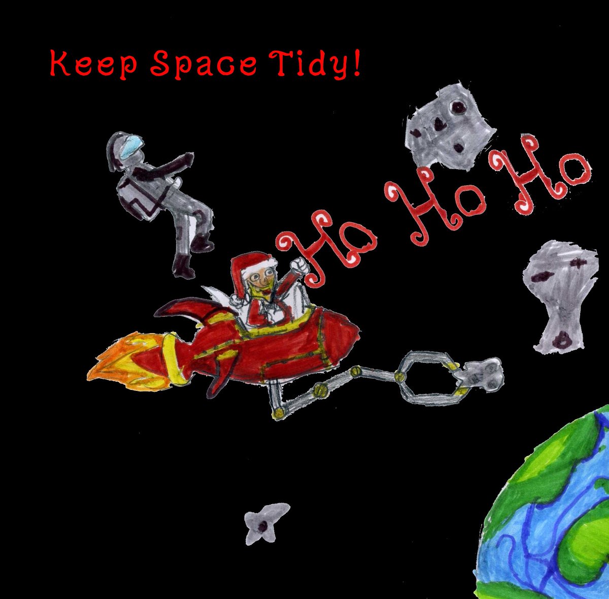 A huge well done to Billy Smith for winning the <a href="/spacegovuk/">UK Space Agency</a> Christmas Card competition in his age category with his design encouraging us all to #KeepSpaceTidy! 🎅🚀🛰️🌍🎉