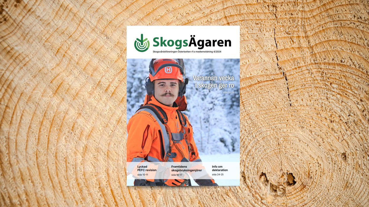 Tidningen SkogsÄgaren nr 4/2024 borde landa i din postlåda denna vecka. 📬 

Om du inte ser av någon tidning inom de kommande dagarna, kan du reklamera genom att maila members@svf.fi eller ringa 010 581 8410. 🌳

Trevlig läsning!