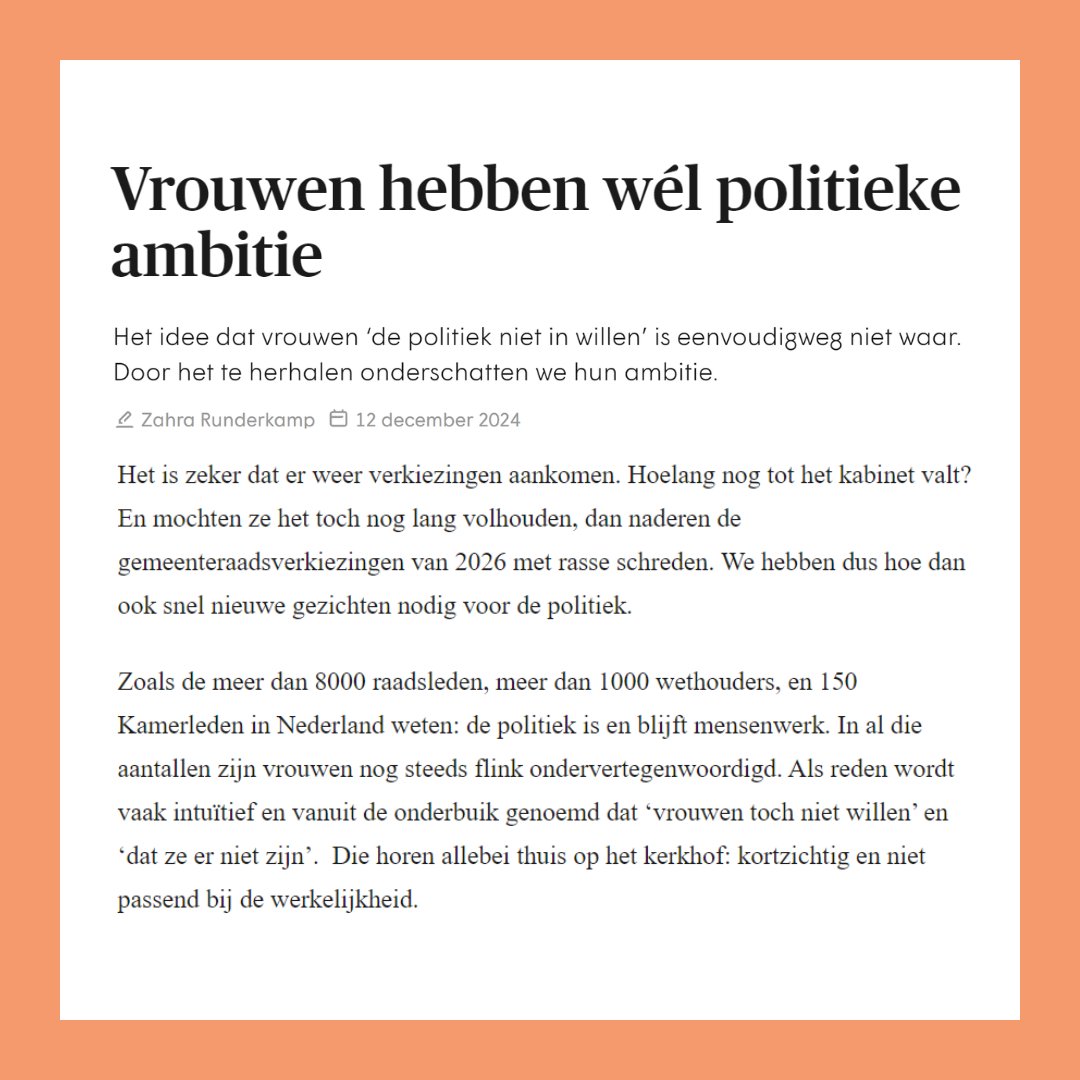 Stem op een Vrouw (@stemopeenvrouw) on Twitter photo “Vrouwen willen zelf de politiek niet in”. Onderzoeker <a href="/ZahraRunderkamp/">Zahra Runderkamp</a> schreef hier een column over. Wat blijkt? Het is helemaal niet waar!
Lees 'm hier: stemopeenvrouw.com/vrouwen-hebben… “Vrouwen willen zelf de politiek niet in”. Onderzoeker <a href="/ZahraRunderkamp/">Zahra Runderkamp</a> schreef hier een column over. Wat blijkt? Het is helemaal niet waar!
Lees 'm hier: stemopeenvrouw.com/vrouwen-hebben…