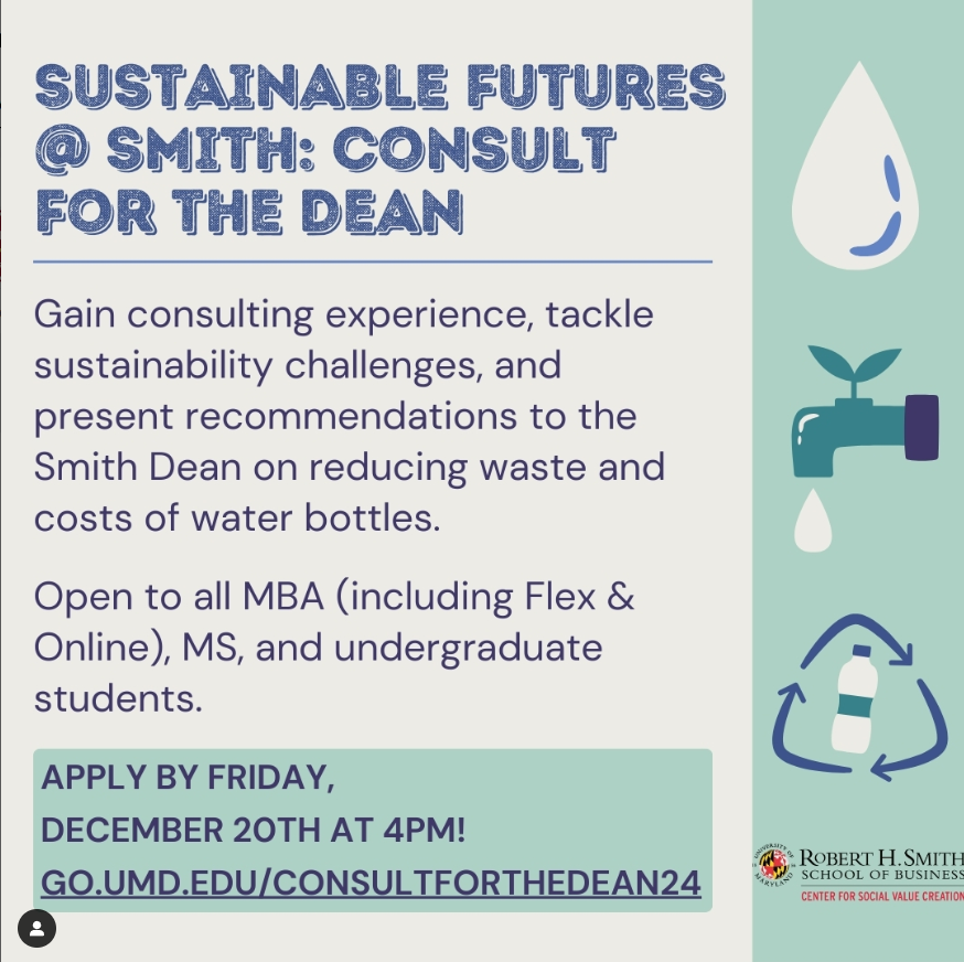 UMDSmithGrad's tweet photo. 🌍 Calling all changemakers! CSVC is thrilled to launch a transformative consulting opportunity: Sustainable Futures @ Smith: Consult for the Dean!  📝 APPLY BY FRIDAY, DECEMBER 20TH AT 4PM: https://t.co/ERuUjILb5I https://t.co/XeOFFpVfnN