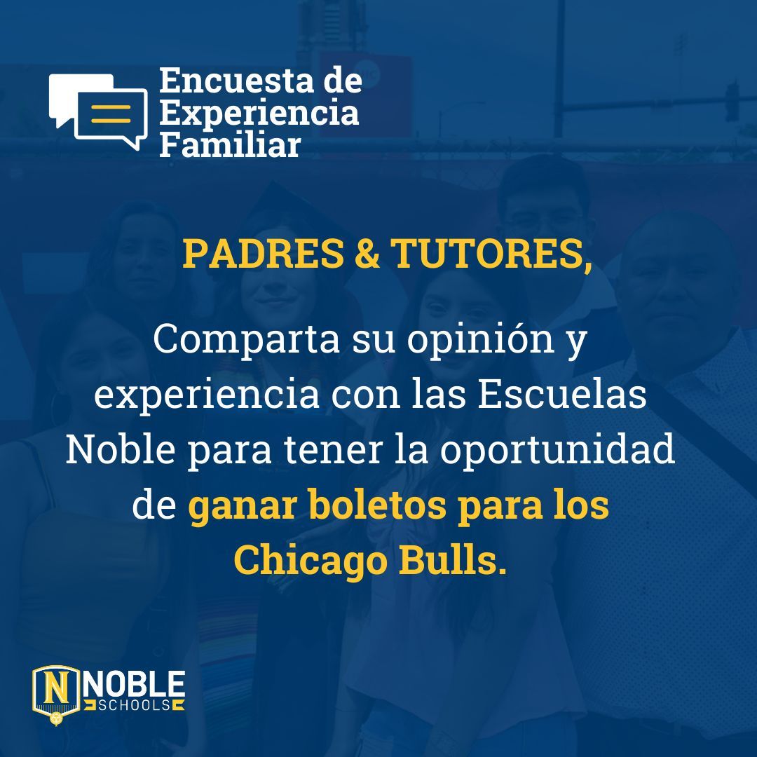 BeNobleJCP's tweet photo. Noble Parents! It's not too late for us to hear from you. When you complete the survey, you will be entered to win a pair of tickets to a Chicago Bulls home game🏀🎟️. Don’t delay, take the survey today!
https://t.co/BIKaLlJDam
#BeNoble #FES2024 #ParentVoice https://t.co/5YwpnYoME2