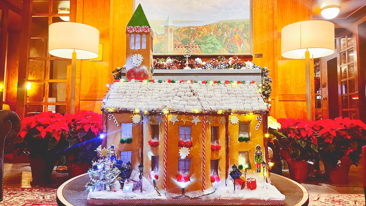 Cornell's tweet photo. 'tis the season for building gingerbread houses—but why not show your Cornell pride by making one in the shape of McGraw Tower?

To check out the recipe, visit https://t.co/dlIt6SHr3x. https://t.co/8yGWnUkgcE
