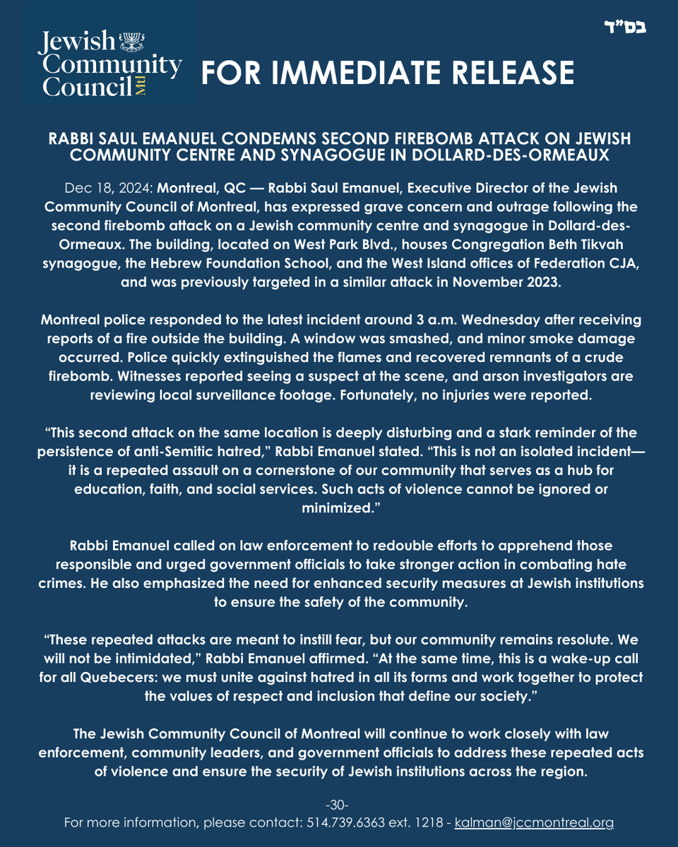 jcc_montreal's tweet image. “Hatred strikes twice. We’ll respond three times”