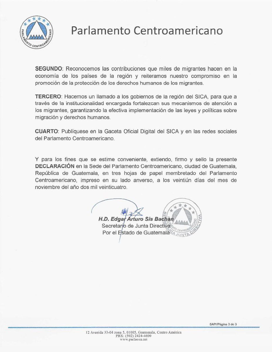Declaración aprobada por Pleno del <a href="/PARLACEN/">PARLACEN</a> en el Marco del Día Internacional de la Persona Migrante 
#Migrantes #DerechosHumanos