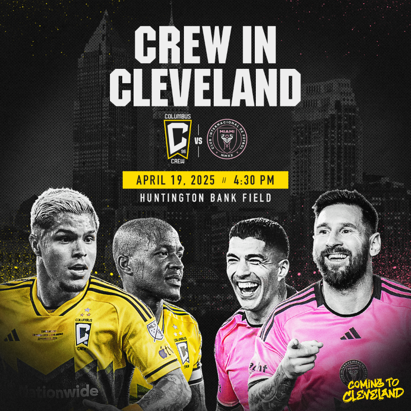 ColumbusCrew's tweet photo. An electrifying match-up between two of MLS’ best takes center stage in Cleveland 🎬 

The Columbus Crew and Inter Miami CF will meet in one of the league’s highest-profile 2025 regular season matches on April 19 at Huntington Bank Field in Cleveland, Ohio.