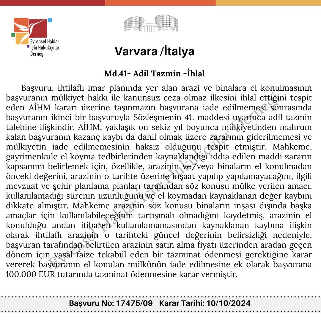 evrensel_haklar's tweet photo. Avrupa İnsan Hakları Mahkemesi’nin, Ekim ayında Daire ve Büyük Daire formasyonunda esasa ilişkin verdiği kararlardan 30'unu yüksek ve orta öneme sahip karar olarak tasnif etti. EHHD olarak bu kararlar hakkında Türkçe bilgi notları hazırladık.
İyi okumalar dileriz.
 #humanrights https://t.co/pV2Nqhp9B6