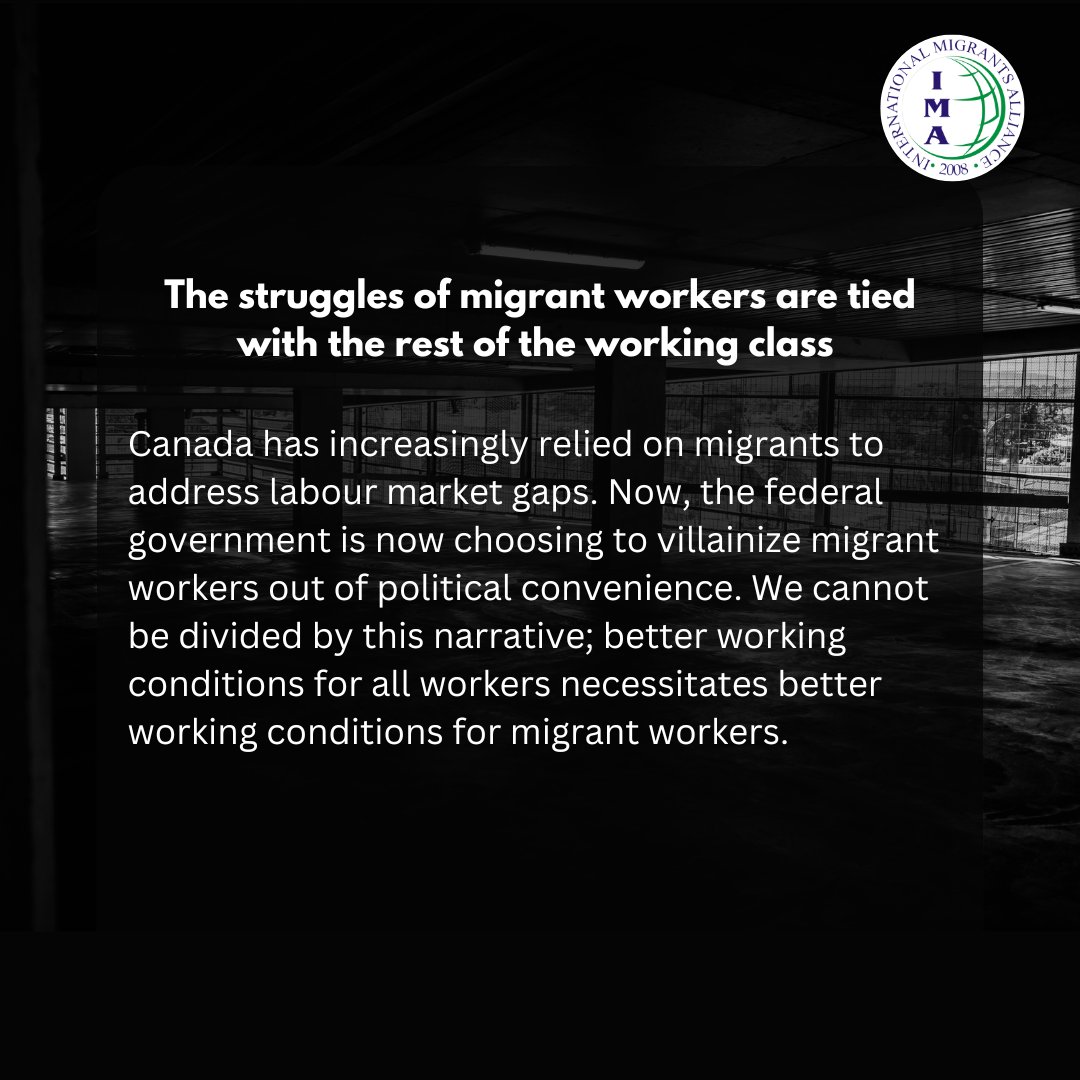 We stand in solidarity with migrant workers on this day and every day. 
We call on Canada to offer permanent residency for all migrant workers and regularization for the undocumented. 

#MigrantsDay