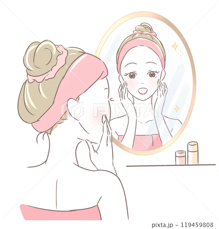 limipop73's tweet photo. #pixta #イラスト #挿絵 #素材 
イラスト素材: 鏡を見て微笑む女性、日常的スキンケア
素材番号 : 119459808
https://t.co/9gmkQ7IB9N https://t.co/OscMuH8nFi