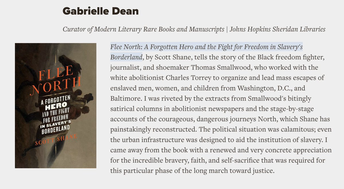 Thanks to the NYT Book Review for the shout-out for my book FLEE NORTH in its Paperback Row column! Just in time for last-minute holiday giving....And to Gabrielle Dean of Johns Hopkins U for her moving account of what she chose as her favorite read of 2024. Many thanks to her!