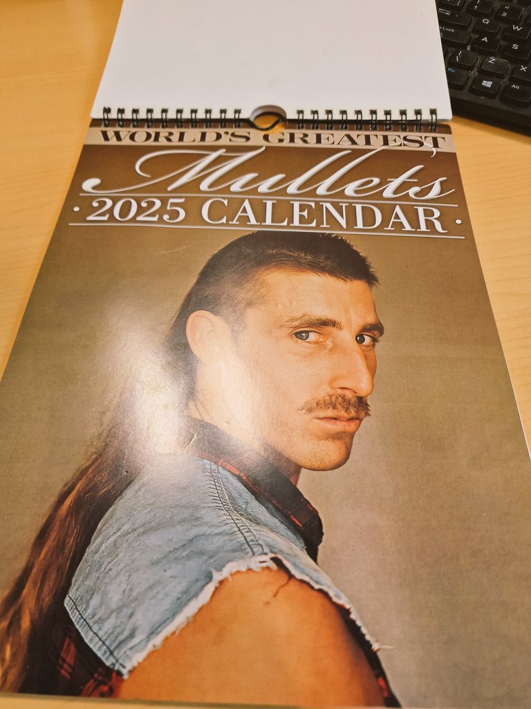 philius's tweet photo. @ChrisMoyles @Pipskin @domisatwit while studying my "worlds greatest mullets" calendar for 2025, guess who appears as Mr September https://t.co/WMeeGnJCwJ
