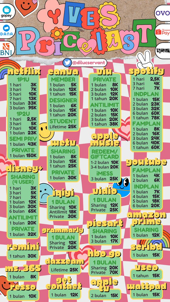 dilucservant's tweet photo. @pcrtaeyoong halo hi! cari aplikasi premium harga terjangkau yang full garansi? yuk cek toko akuu. pastinya sat set proses cepet, bisa semua payment, dan pastinya trusted🙀😻 https://t.co/BRTmK2uFHA https://t.co/pbMjfTiQWD