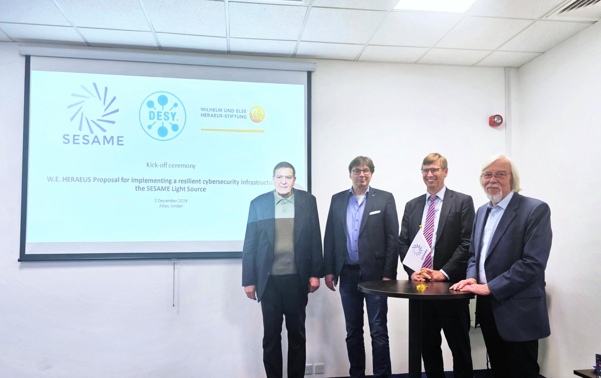 Synchrotron SESAME (@sesame_jordan) on Twitter photo SESAME Launches Cybersecurity Project with Kick-off Ceremony
On Dec. 2, 2024, SESAME launched cybersecurity project, funded by the W.E. Heraeus Foundation, in collaboration with <a href="/desynews/">DESY (English)</a> to enhance its cybersecurity.
More: sesame.org.jo/news/sesame-la…
<a href="/GermanyAmman/">Ambassador Bertram von Moltke</a> <a href="/desynews/">DESY (English)</a> <a href="/desy/">DESY (Deutsch)</a> SESAME Launches Cybersecurity Project with Kick-off Ceremony
On Dec. 2, 2024, SESAME launched cybersecurity project, funded by the W.E. Heraeus Foundation, in collaboration with <a href="/desynews/">DESY (English)</a> to enhance its cybersecurity.
More: sesame.org.jo/news/sesame-la…
<a href="/GermanyAmman/">Ambassador Bertram von Moltke</a> <a href="/desynews/">DESY (English)</a> <a href="/desy/">DESY (Deutsch)</a>
