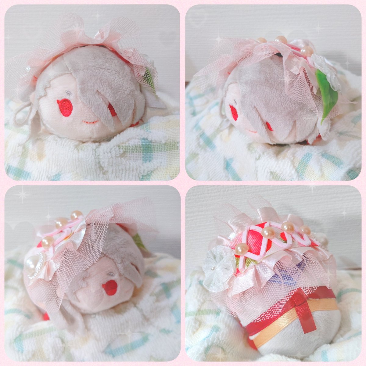 uduki_ritsuya's tweet photo. 先日のADVでいちごちゃん(@Knights5TR)のサークルで購入した、もちマス用のアクセサリー🌸
めっっっちゃ可愛くない！？
天使度増したわ…
#ADV019 https://t.co/FILQRYzLWC
