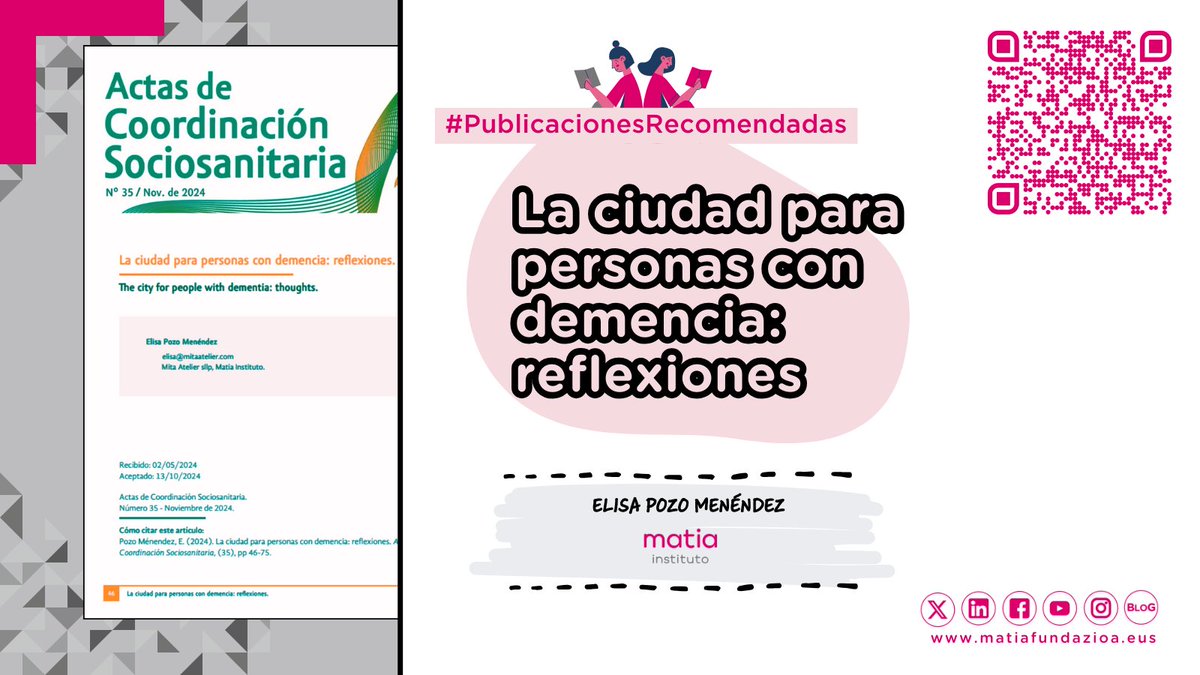 #LecturasRecomendadas📚|

Nuestra compañera <a href="/ElisaPozoMdez/">Elisa Pozo</a> firma este artículo que se detiene a analizar tres modelos diferentes de alojamientos que fomentan la vida comunitaria y la independencia personas con #demencia desde el ámbito arquitectónico.

matiainstituto.net/es/publicacion…