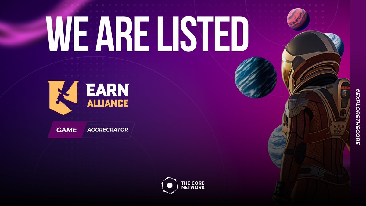 explore_thecore's tweet photo. Strap in, explorers! We just linked with @EarnAlliance  the mothership for Web3 gamers 🎮🌌

They’ve got the gamers; we’ve got the galaxy.

Together? BUIDL, and dominate.

Find The CORE on @EarnAlliance here: https://t.co/cklKOhCE7K https://t.co/Ykrnx8OuYv