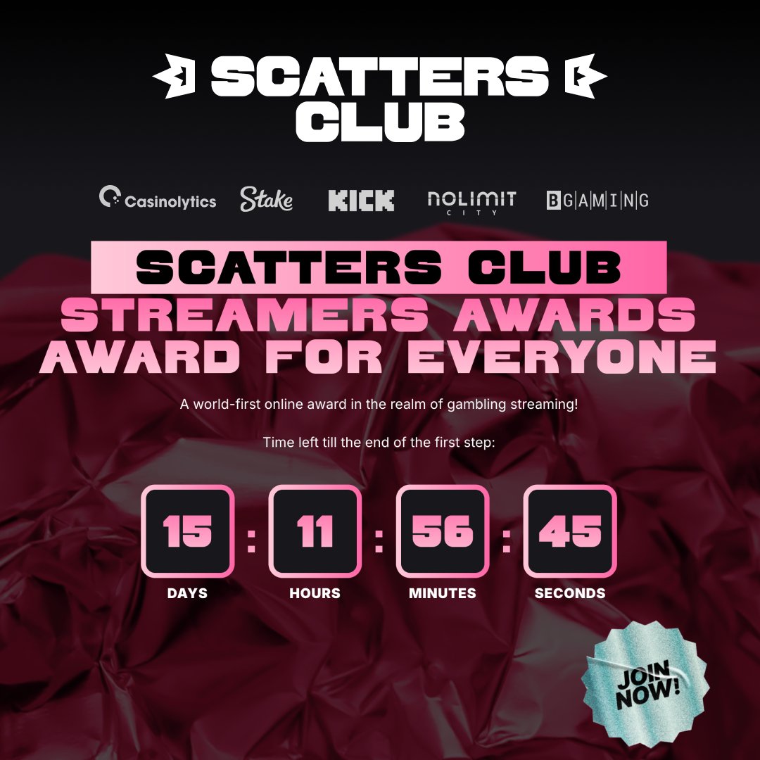 🏆 Scatters Club Streamers Awards is back! We at Casinolytics are proud to partner once again with the Scatters Club, alongside industry giants like @stake, <a href="/kick/"></a>, <a href="/CityNolimit/">Nolimit City</a>,  <a href="/BGamingO/">BGaming Official</a>, and many more.

🗳️ Cast your vote today!

awards.scattersclub.com/home