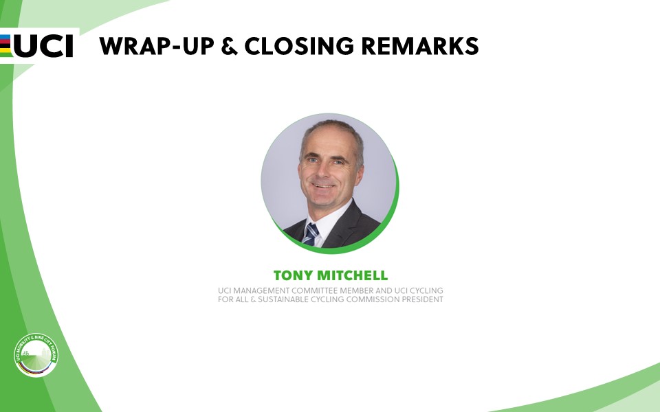 🎙️ Closing out Day 1 of the UCI Mobility &amp; Bike City Forum in Abu Dhabi - with final remarks by Tony Mitchell, President of UCI Cycling for All &amp; Sustainable Cycling Commission. <a href="/TonyMitchellTTT/">Tony Mitchell</a> #UCIBikeForum