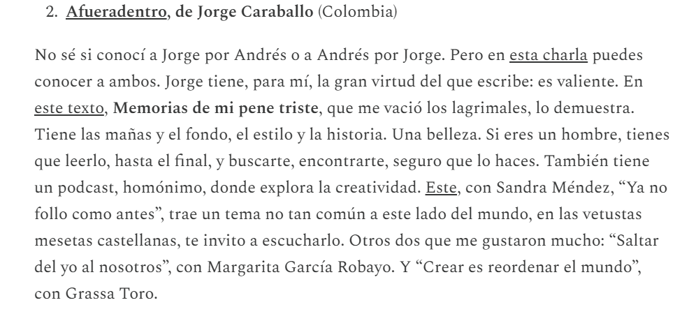 2/5 recomendaciones de newsletters en castellano. 

La de @jorgecaraballo . Motivos: lean abajo.