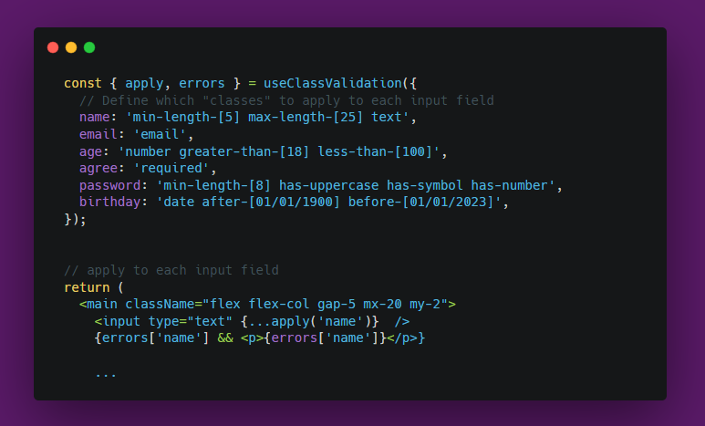 You all didn't like my last validation tool- 

So I made a "Tailwind-like" atomic class based validation library so even Front-End and "FullStack" devs can understand how to validate forms. 😊

🧵