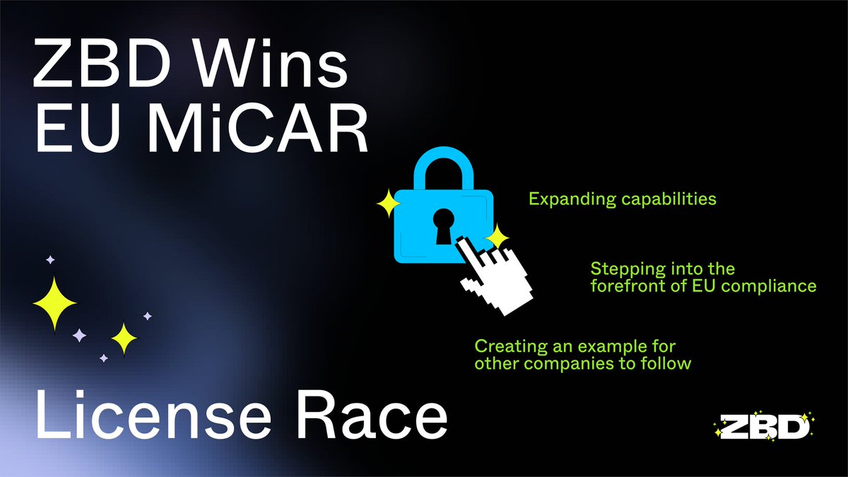 zbdpay's tweet image. ZBD is officially the first ever company to receive approval for a MiCAR license, the EU’s new regulatory framework for crypto-asset service providers! 🎉

This achievement positions ZBD as a leader in crypto-asset innovation and compliance in the EU, allowing us to expand our…