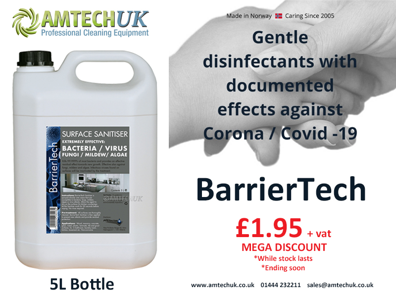 Amtech UK (@amtechu) on Twitter photo BarrierTech Surface Sanitiser only £1.95 + vat for 5L amtechuk.co.uk/shop/barrierte… BarrierTech Surface Sanitiser only £1.95 + vat for 5L amtechuk.co.uk/shop/barrierte…