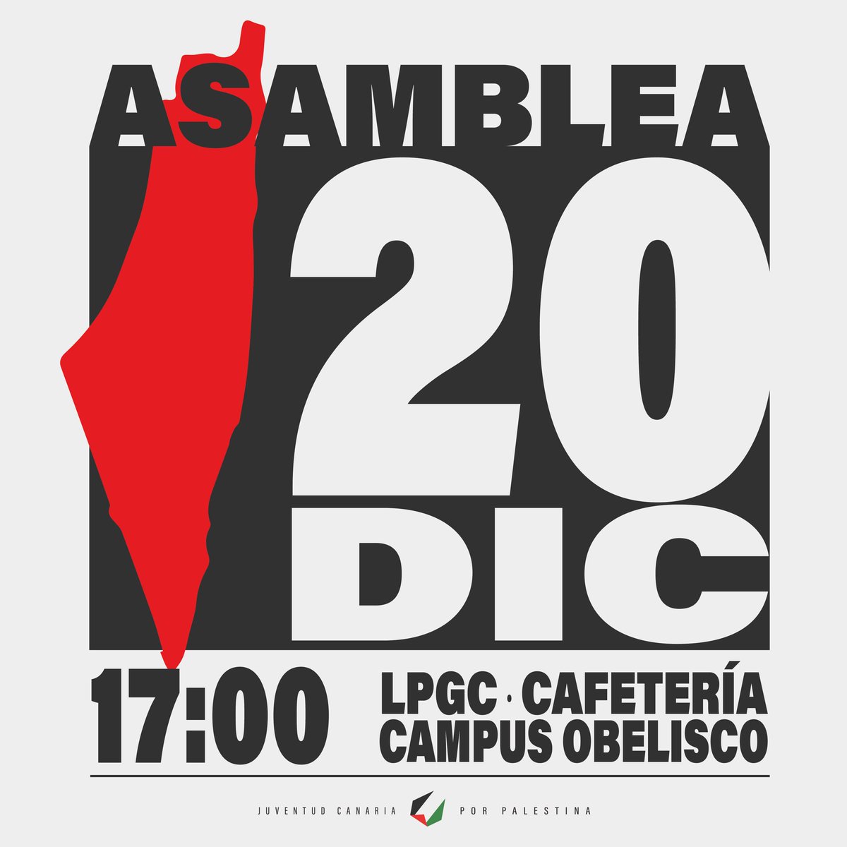 📍Gran Canaria

🔴 Este viernes 20 de diciembre nos reunimos de nuevo a las 17:00h en la cafetería del Campus del Obelisco de la ULPGC, en Las Palmas de Gran Canaria.

👉 Únete a la Juventud Canaria por Palestina 🇵🇸
