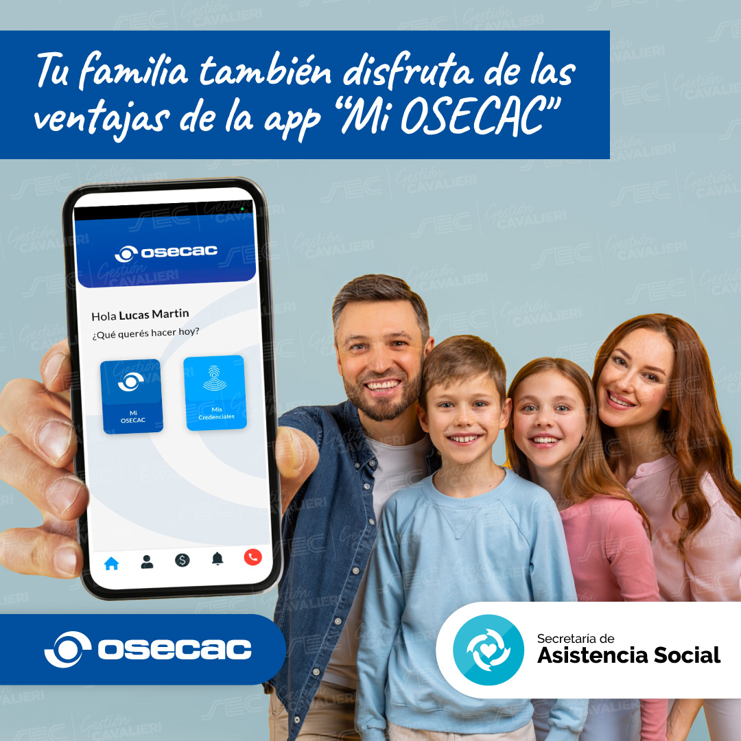 MGonzalezSEC's tweet photo. Tu familia también disfruta de las ventajas de la app "Mi OSECAC”📲💻

Adhiriendo a tus familiares a cargo vas a poder gestionar todo sobre la salud de tu familia a través de la app o desde la web de la obra social 🙌

+ info en 👉 https://t.co/8kBqiPjwyy. https://t.co/Rqsatgk0zw