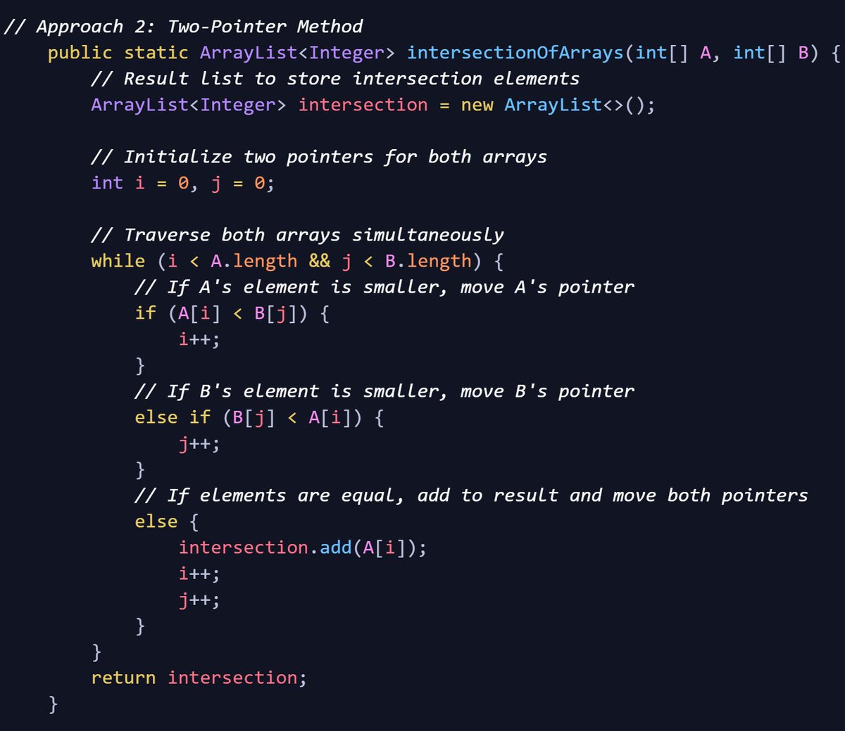 45NitinVerma's tweet image. 🧩 Solved "Maximum Consecutive Ones" on @CodingNinjasOff using two approaches:
1️⃣ Brute Force: O(n * m)
2️⃣ Two-Pointer Method: O(n + m)
Two-pointer technique worked like a charm for sorted arrays! 🚀
#DSA #CodingNinjas #TwoPointers #ProblemSolving #Coding