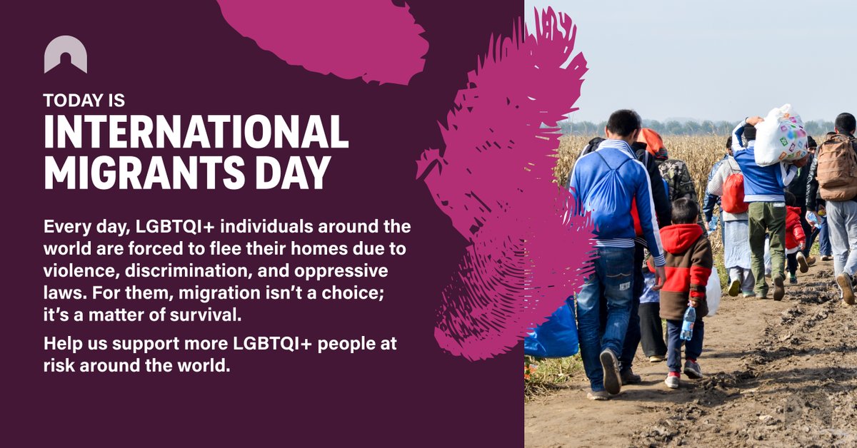 Today is International Migrants Day
 
Every day, LGBTQI+ individuals around the world are forced to flee their homes due to violence, discrimination, and oppressive laws. For them, migration isn’t a choice; it’s a matter of survival.
 
rainbowrailroad.org/ttian