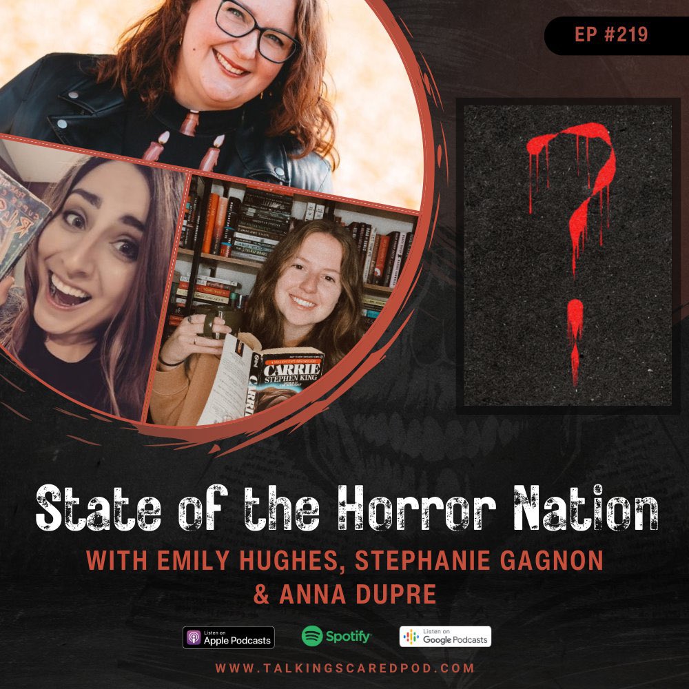 Anna (@anna_rose_reads) on Twitter photo Very happy to share that I was able to take part in <a href="/TalkScaredPod/">Talking Scared Podcast</a>’s State of the Horror Nation Episode which is now live! I was joined by the wonderful Emily Hughes and Stephanie from Books in the Freezer, two folks I couldn’t admire more! Listen wherever you get your podcasts! Very happy to share that I was able to take part in <a href="/TalkScaredPod/">Talking Scared Podcast</a>’s State of the Horror Nation Episode which is now live! I was joined by the wonderful Emily Hughes and Stephanie from Books in the Freezer, two folks I couldn’t admire more! Listen wherever you get your podcasts!