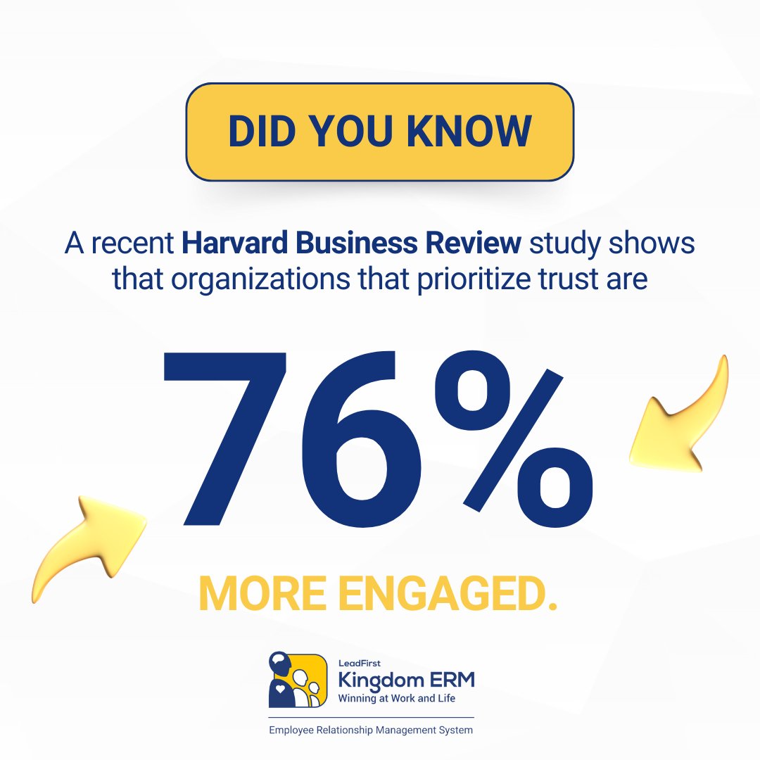 Kingdom ERM equips leaders to build on this openness, empowering teams to grow together with trust as a key foundation.

📊 Did You Know? A recent Harvard Business Review study shows that organizations that prioritize trust are 76% more engaged.

#HonestLeadership #KingdomERM