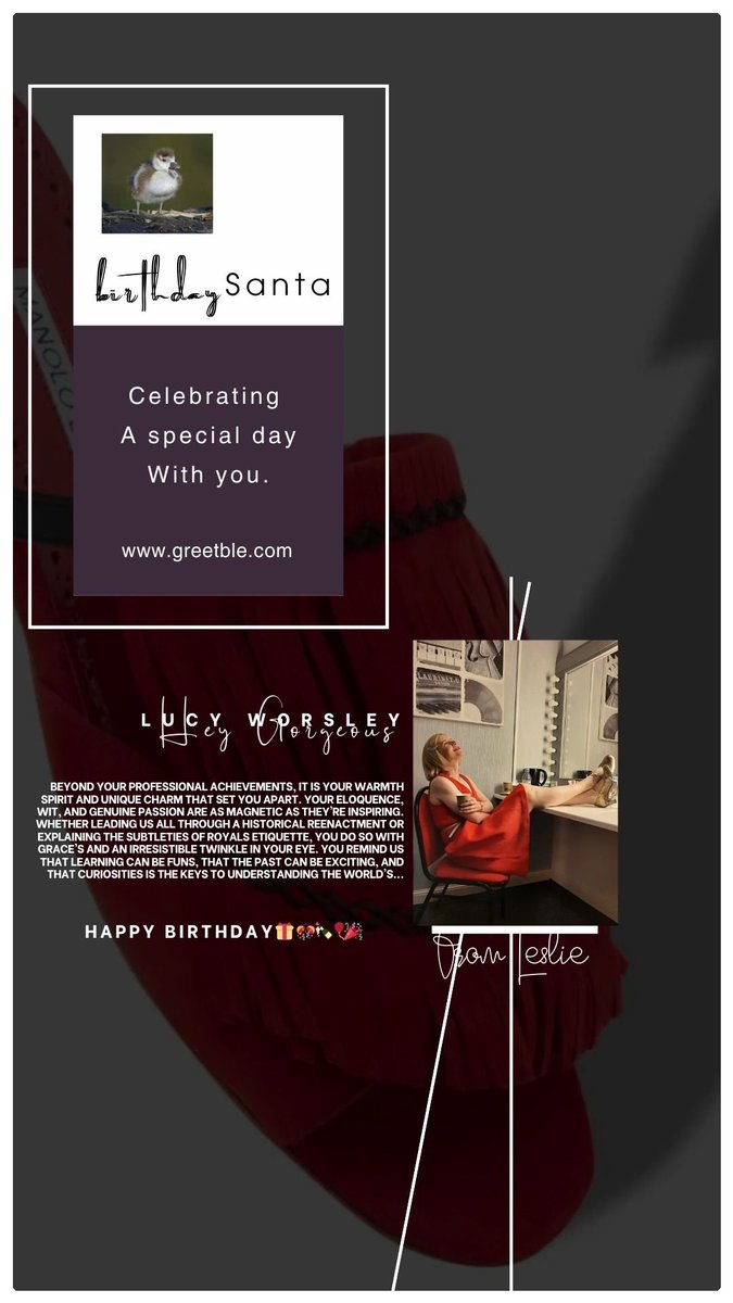 GreetbleLtd's tweet photo. @zsolthobor @Lucy_Worsley HAPPY BIRTHDAY 🎂🥳🎉🎈🎁🎊🍾 TO LUCY WORSLEY 

@Lucy_Worsley 

#Lucyworsley 
#Greetble 
#Birthday 

From
https://t.co/oa1f1N9wzw https://t.co/u6J1jK0N55