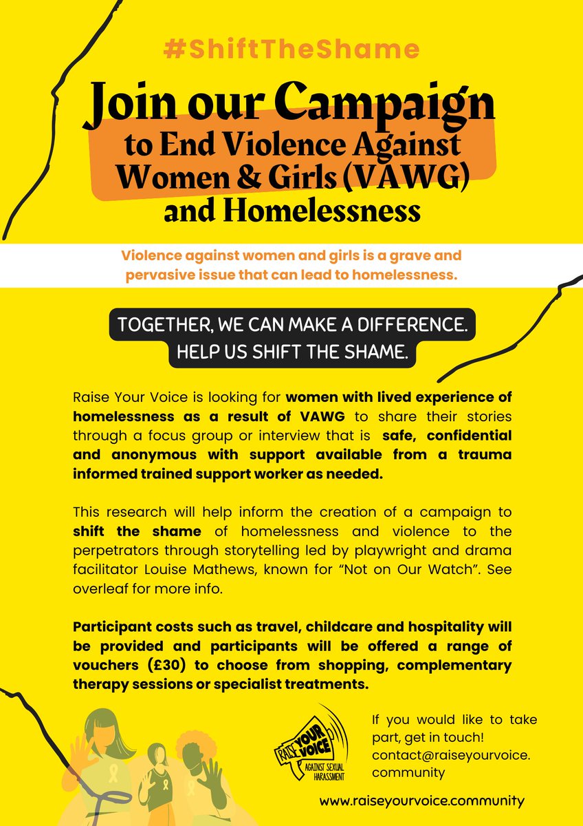 RaiseURVoiceNI's tweet photo. Raise Your Voice is working in partnership with playwright Louise Mathews to create a
campaign to raise awareness that Violence Against Women and Girls is closely connected to homelessness.
Help us Shift the Shame by completing this short survey.  
https://t.co/iwed0dPehE https://t.co/JYJY7JMG3K