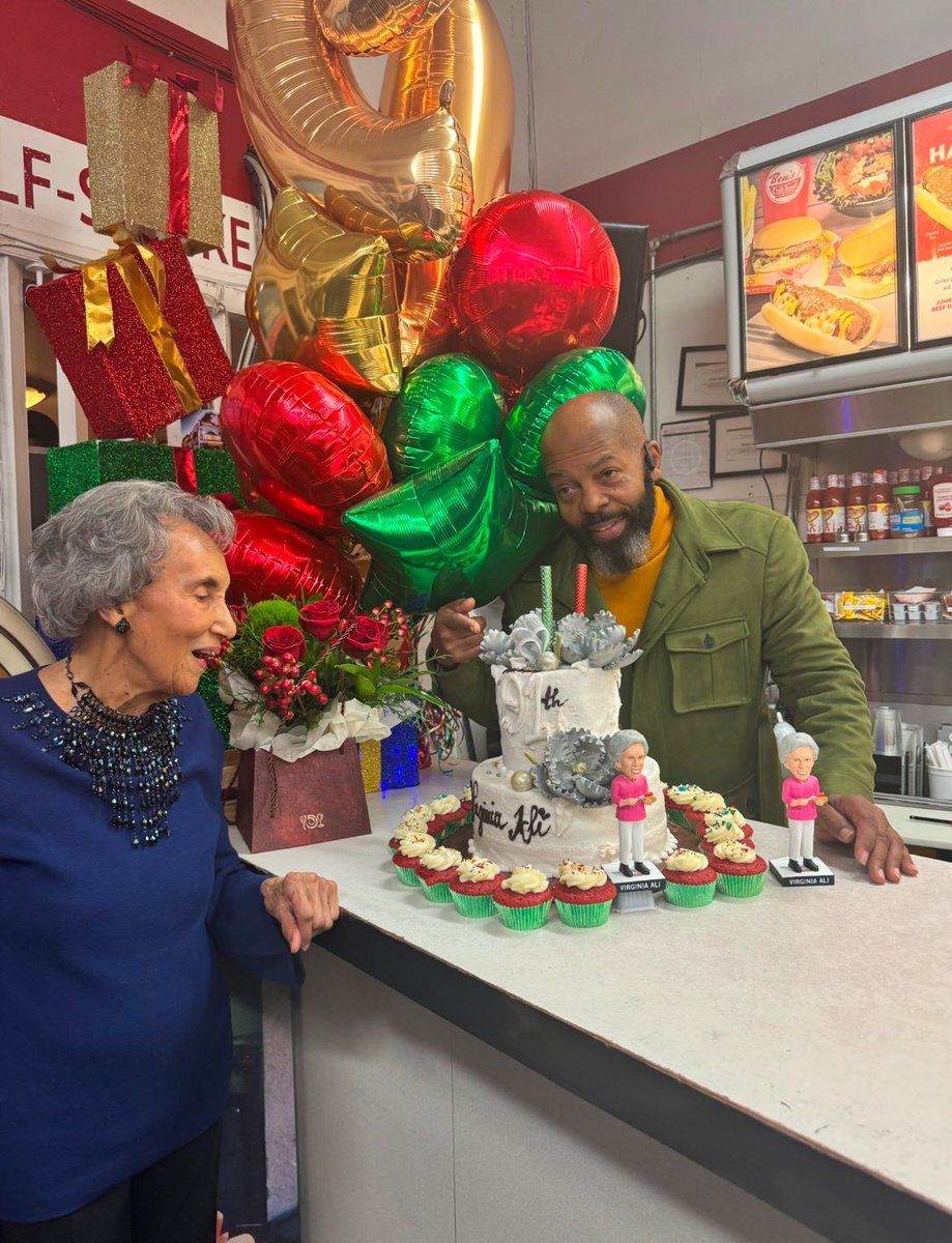 DCMOCRS's tweet photo. On behalf of Mayor Bowser, Ward 1 MOCRS joined residents from all 8 wards to honor Ms. Virginia Ali on her 91st birthday. Co-founder of Ben's Chili Bowl, her legacy continues to inspire the community. Here's to many more years of impact and history! #DCIcon #BensChiliBowl https://t.co/nHoip2dmEd