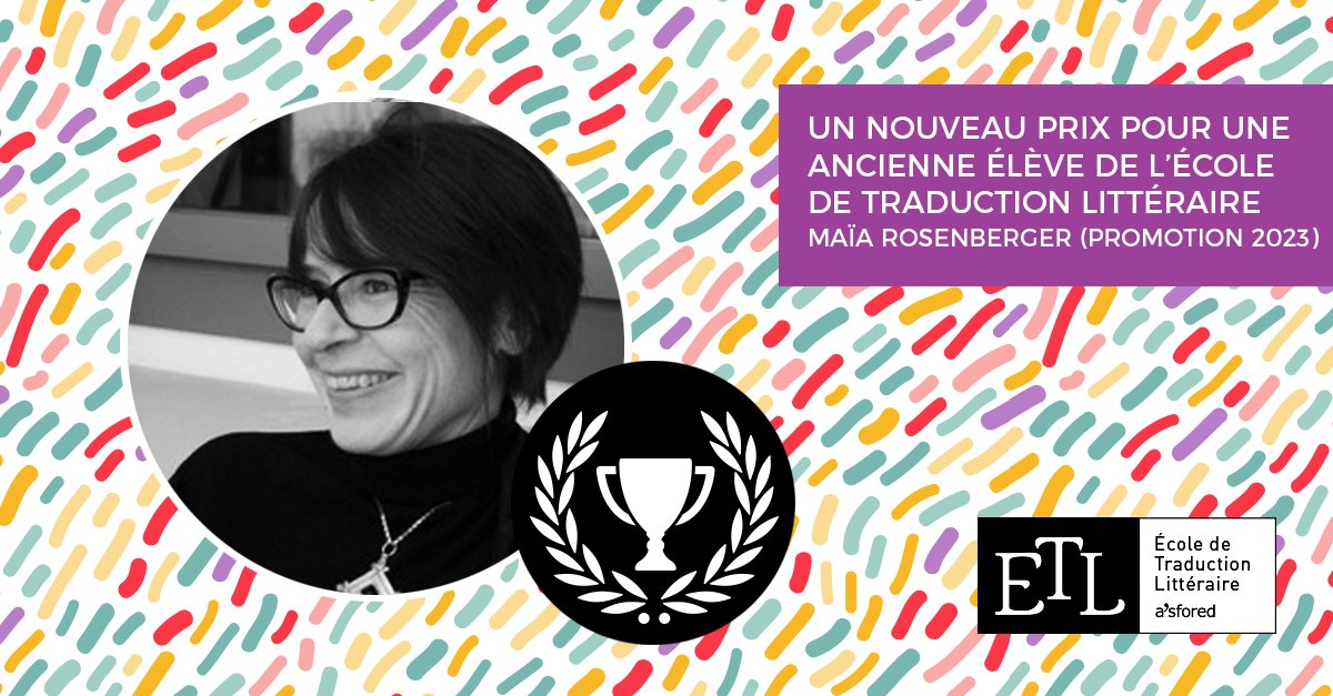 Bravo à nos anciennes stagiaires ! Félicitations à Rose Labourie (promo 2015-2016), lauréate du Prix de traduction du Pen-Club de France pour Hêtre pourpre (Juillard, 2023) ! 
Et bravo à Maïa Rosenberger (promo 2023), finaliste pour Nocturne de Gibraltar (L’Orma, 2023). 
#Prix